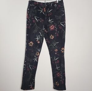 Bandolino Amy Jeans Women's 10 Faded Black Denim Floral Stretch Modern Straight